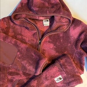 North Face Campshire Hoodie Sherpa Fleece 1/2 Zip Pink‎ Camo Womens Large